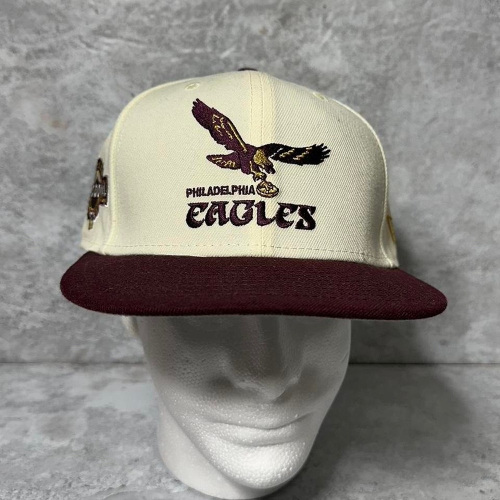 Philadelphia Eagles 59FIFTY Fitted Hat 1994 Pro Bowl‎ Patch Cream Maroon 7 5/8